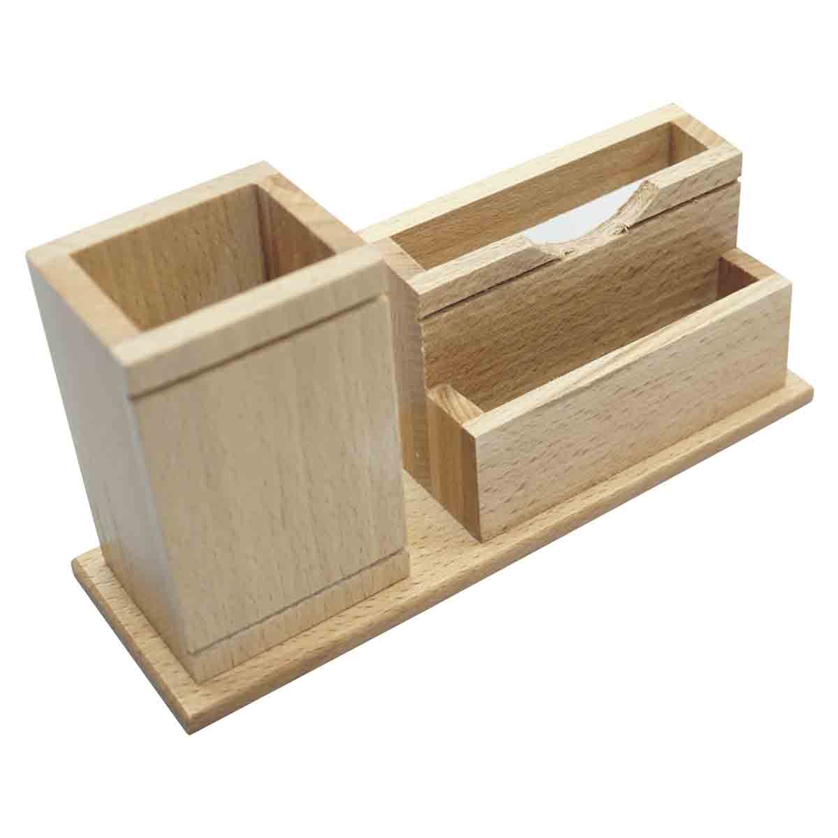 penhouse.in Card Holder and Pen holder wooden stand with customization SKU - 87131