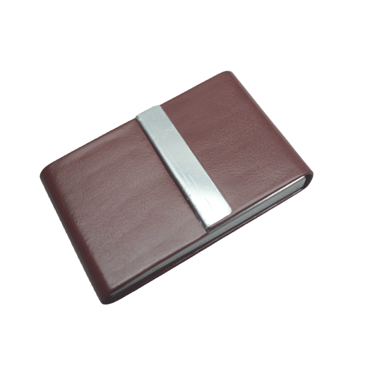 penhouse.in Brown Color Leather Finish With Silver Boarder Design Flip Type Cardholder SKU - 87154