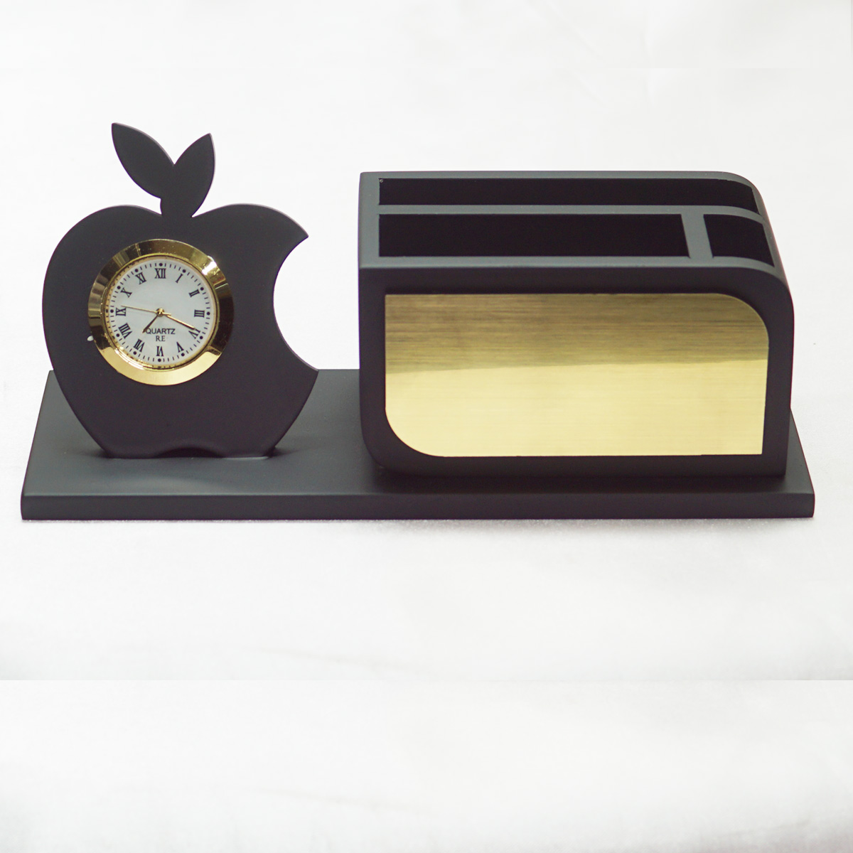 penhouse.in Customized Plastic Apple Design Pen Stand With Clock SKU 87166