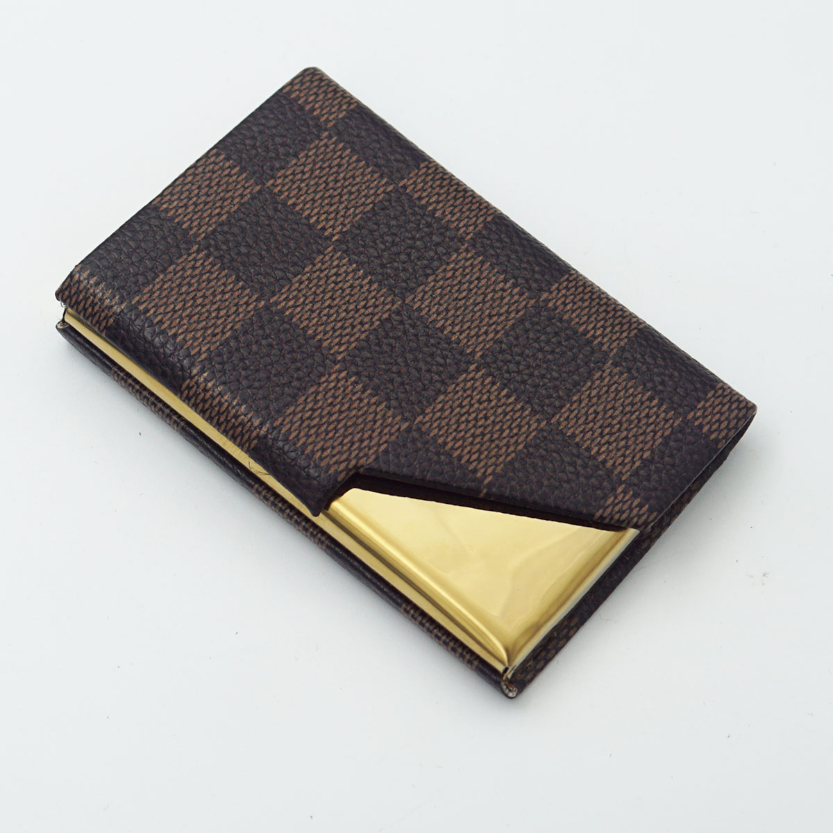 penhouse.in Black With Brown Color Checked Design Card Holder SKU 87192