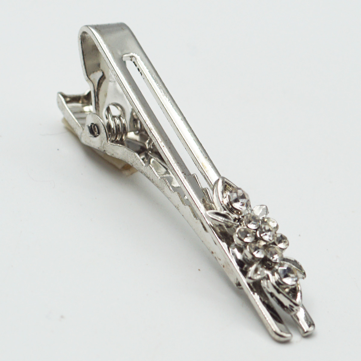 penhouse.in Silver Color With Flower Design Stone Metal Tie Pin SKU 87315