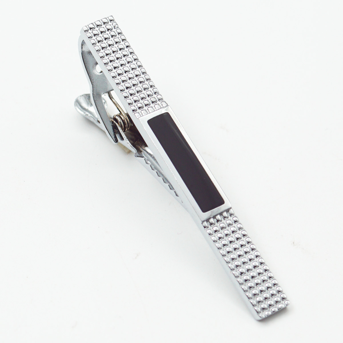 penhouse.in Silver With Black Color Metal Tie Pin SKU 87328