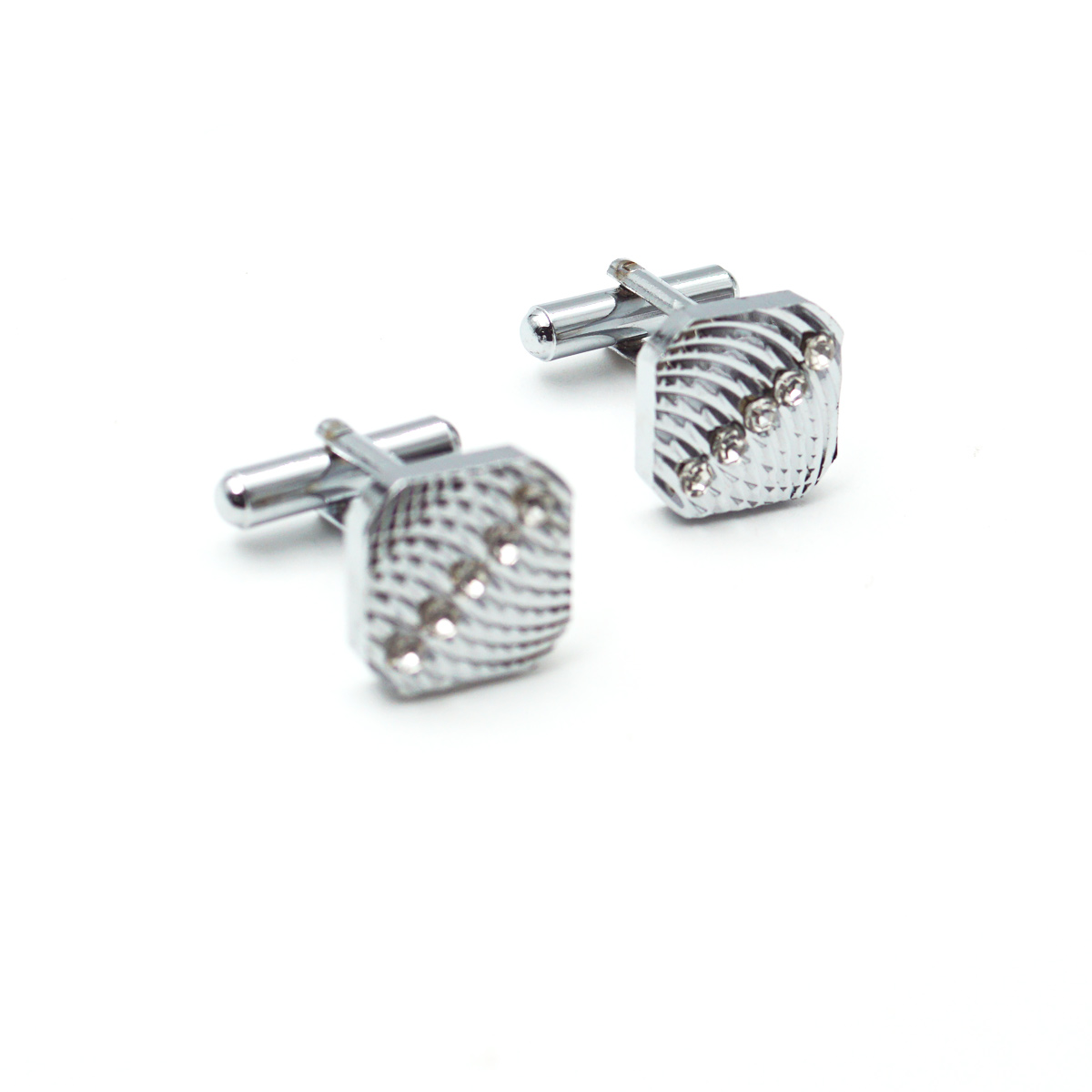 penhose.in Silver With White Stone Cufflinks For Men SKU 87334