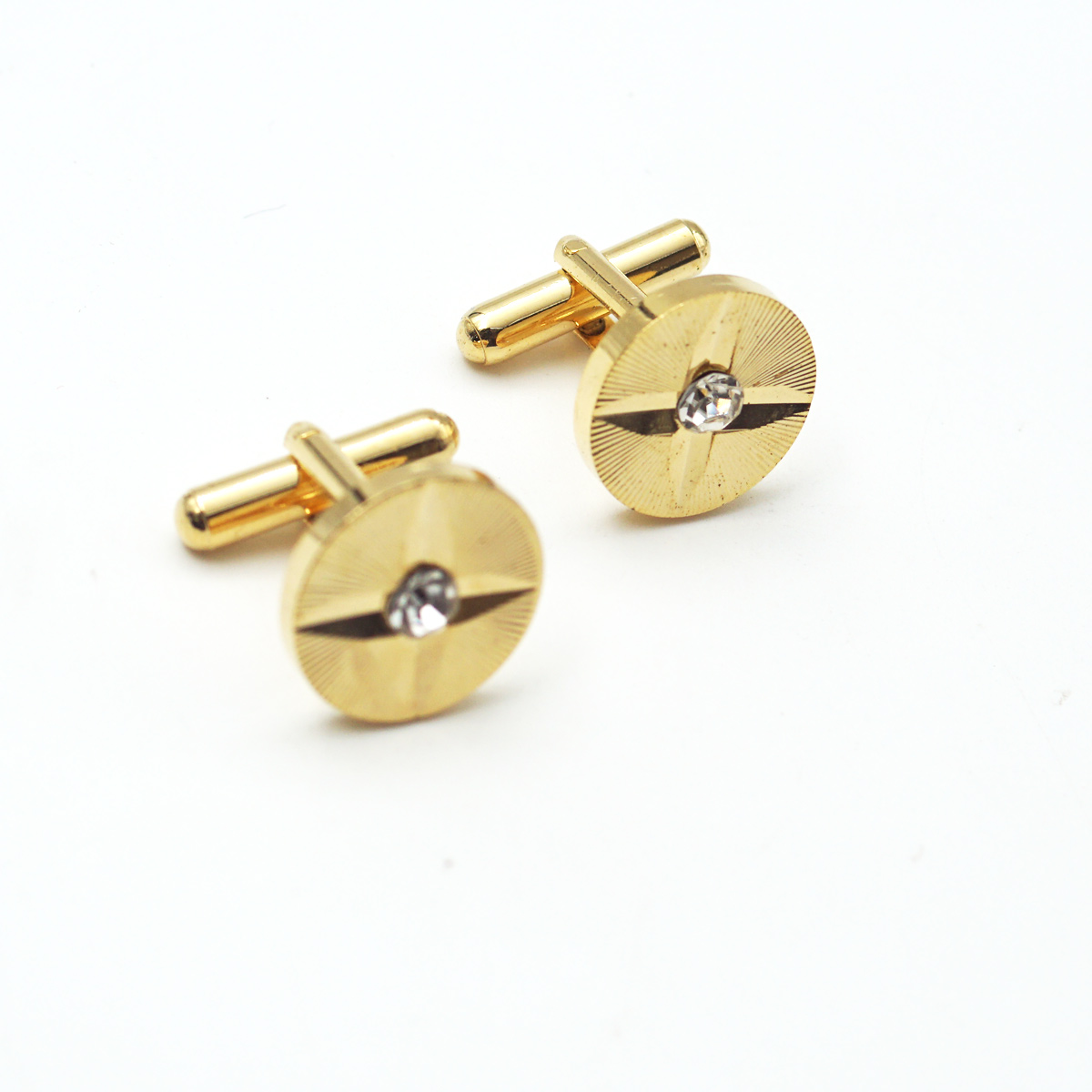 penhose.in Gold With White Stone Cufflinks For Men SKU 87339