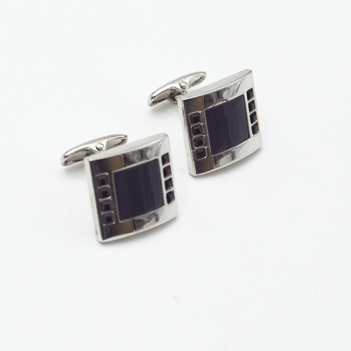 penhose.in Silver With Black Cufflinks For Men SKU 87360