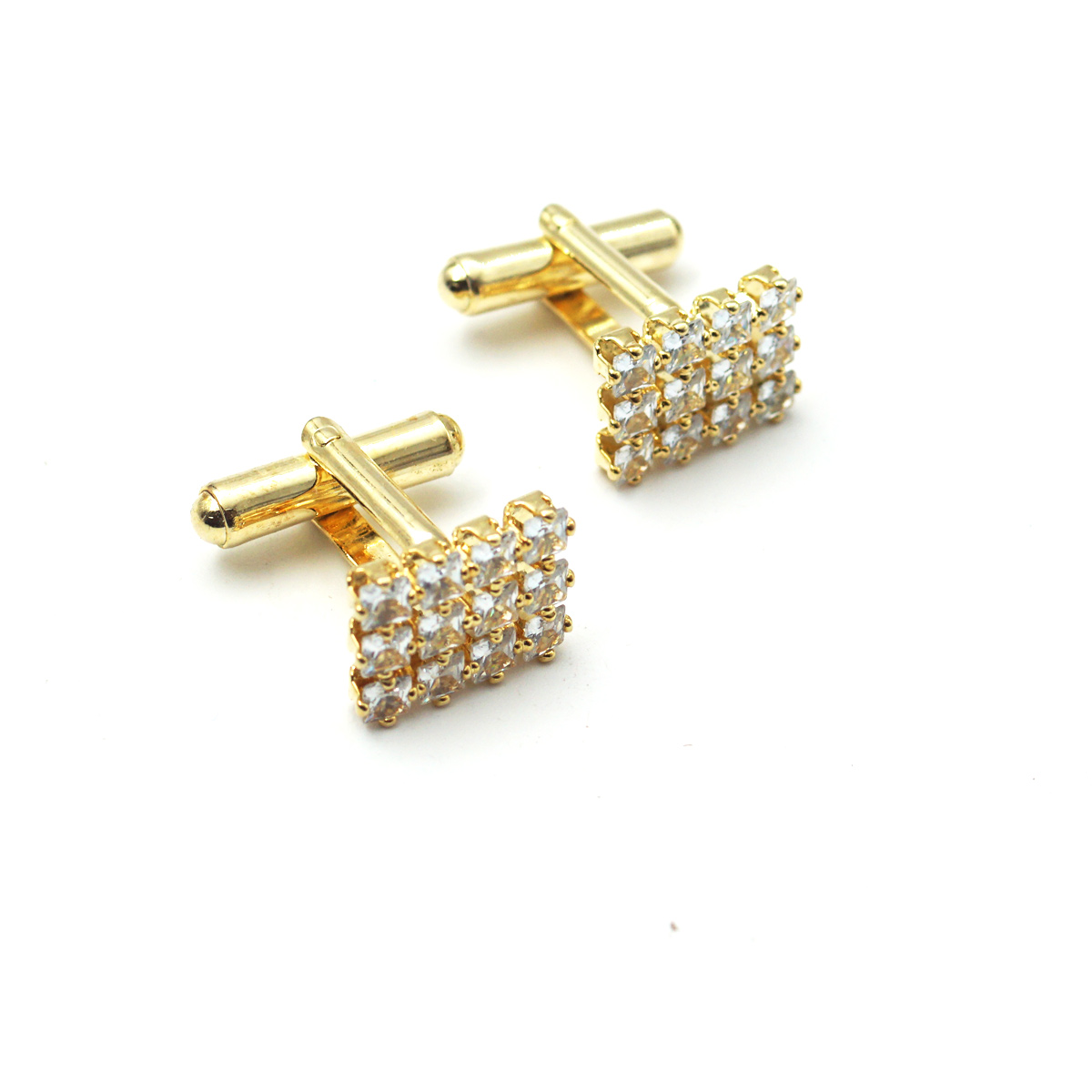 penhose.in Gold With White Stone Cufflinks For Men SKU 87370