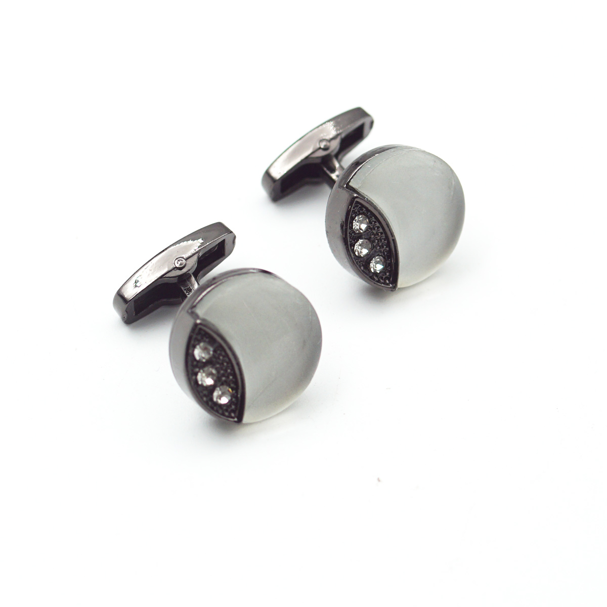 penhose.in Black With White Stone Cufflinks For Men SKU 87371