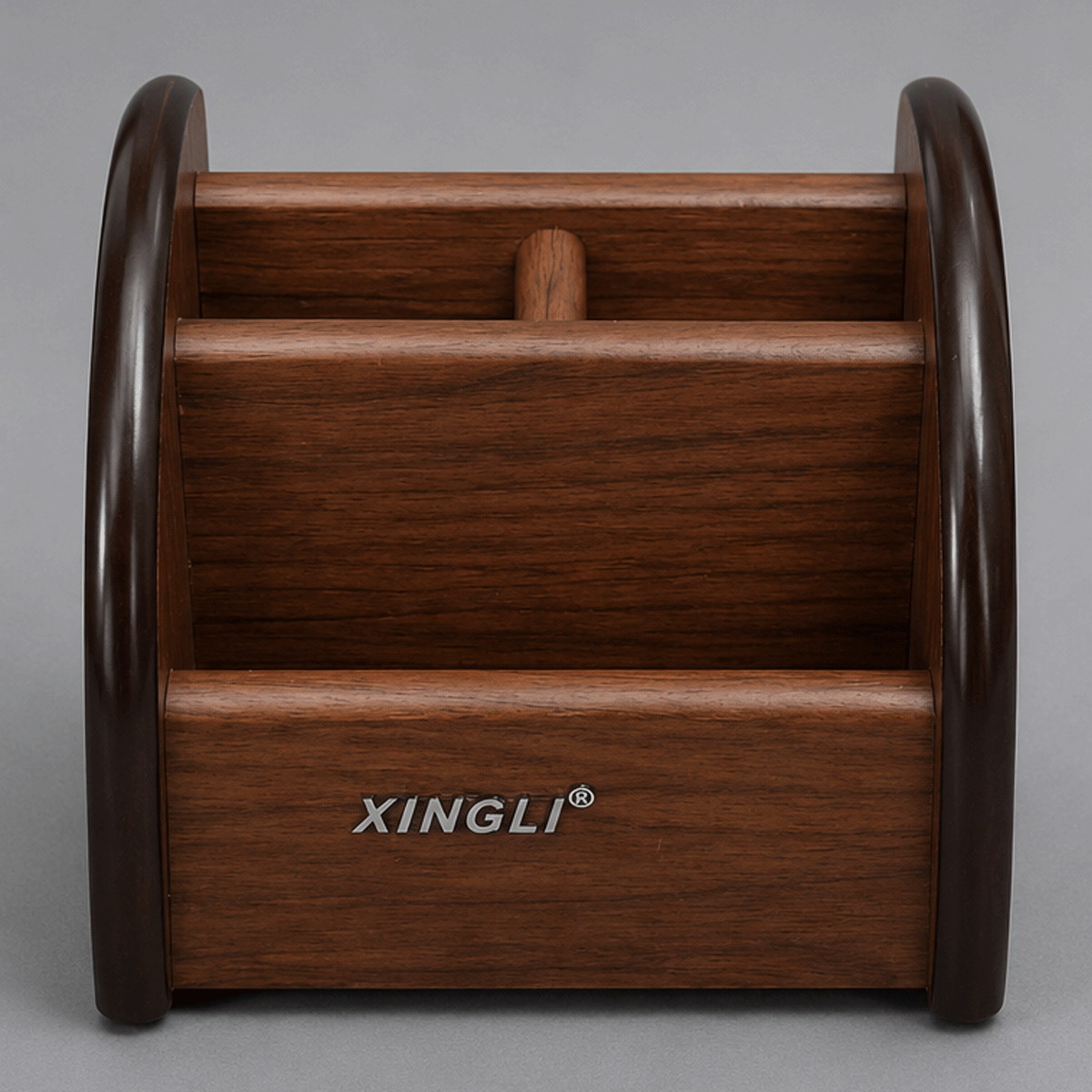 penhouse.in Cardholders Xingli XL-5009 Wooden Pencil Vase, 4 Compartment with Rolling  Facility, Brown Color Finish Wood, Used in Multi Functional Pen Stand SKU 87412