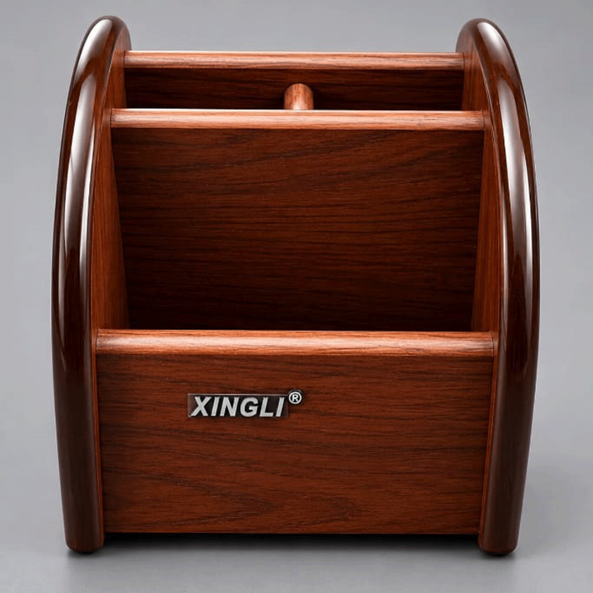 penhouse.in Cardholders Xingli XL-1001 Wooden Pencil Vase , 3 Compartment Without Rolling Facility, Brown Color Finish Wood, Used in Multi Functional Pen Stand  SKU 87415