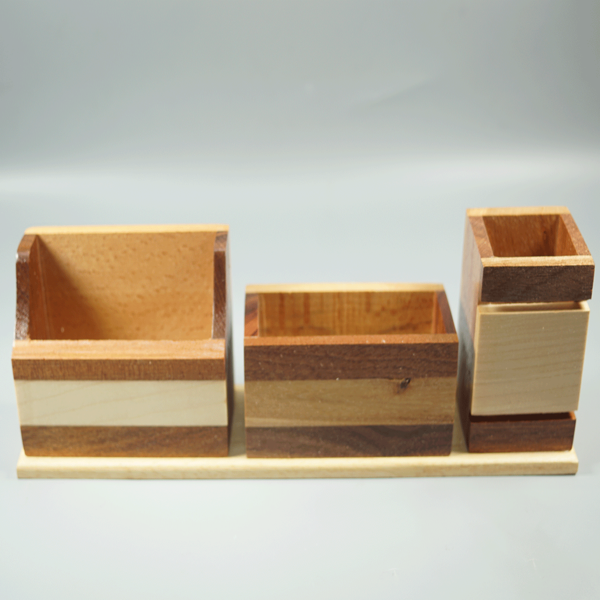 penhouse.in Wooden Mobile Card Holder and Pen Stand  Dark Brown and Wooden Color SKU 87443