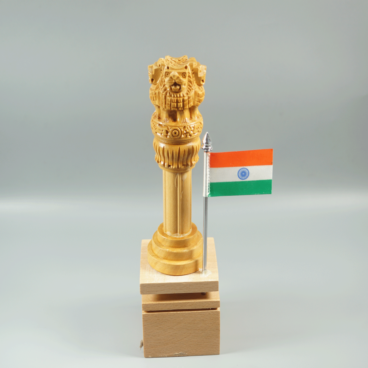 penhouse.in Ashoka Pillar Wooden Stand Indian Flag  SKU 87444