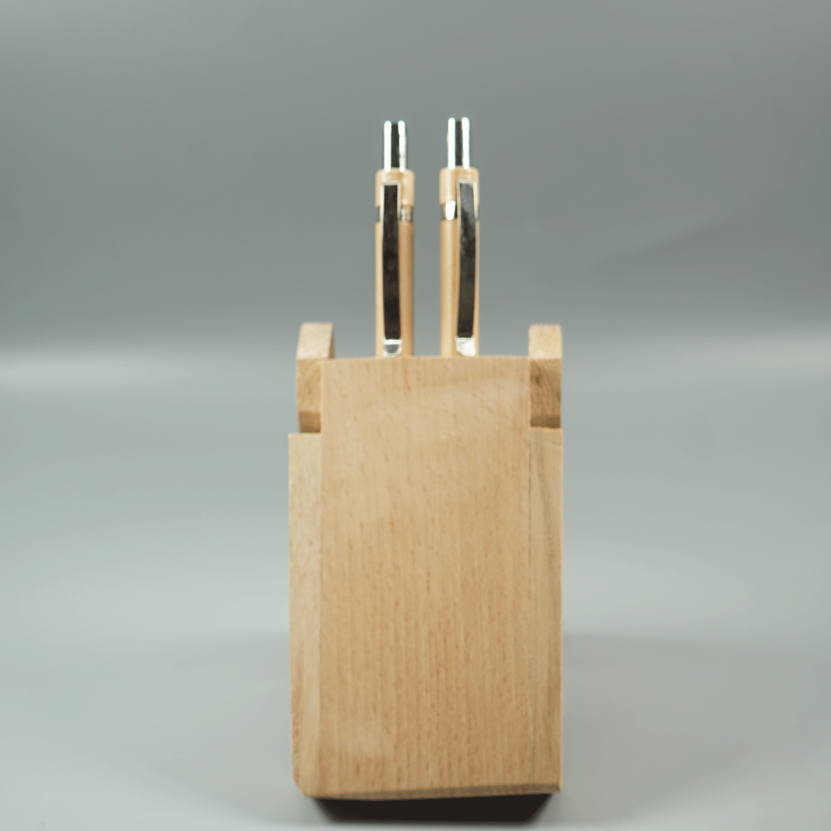 penhouse.in Wooden Two Pen Holder Pen Stand with Retractable Ball Pen SKU 87457