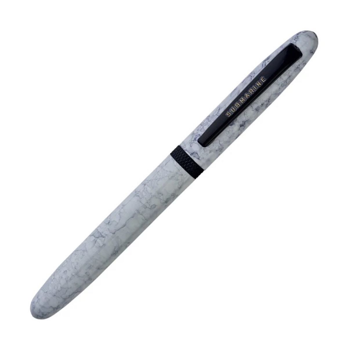 Submarine 910 White with Black Color Design Body With Black Color Clip Medium Tip Roller Ball Pen SKU 24960