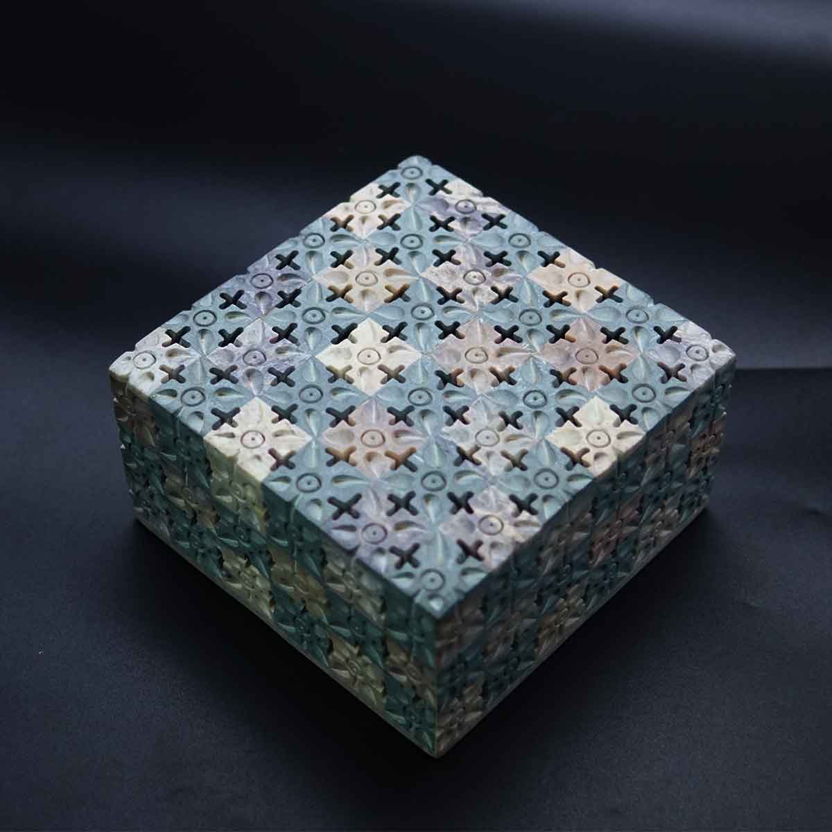 penhouse.in Multicolour Soapstone Jewellery Box Marble Krafts SKU 95033