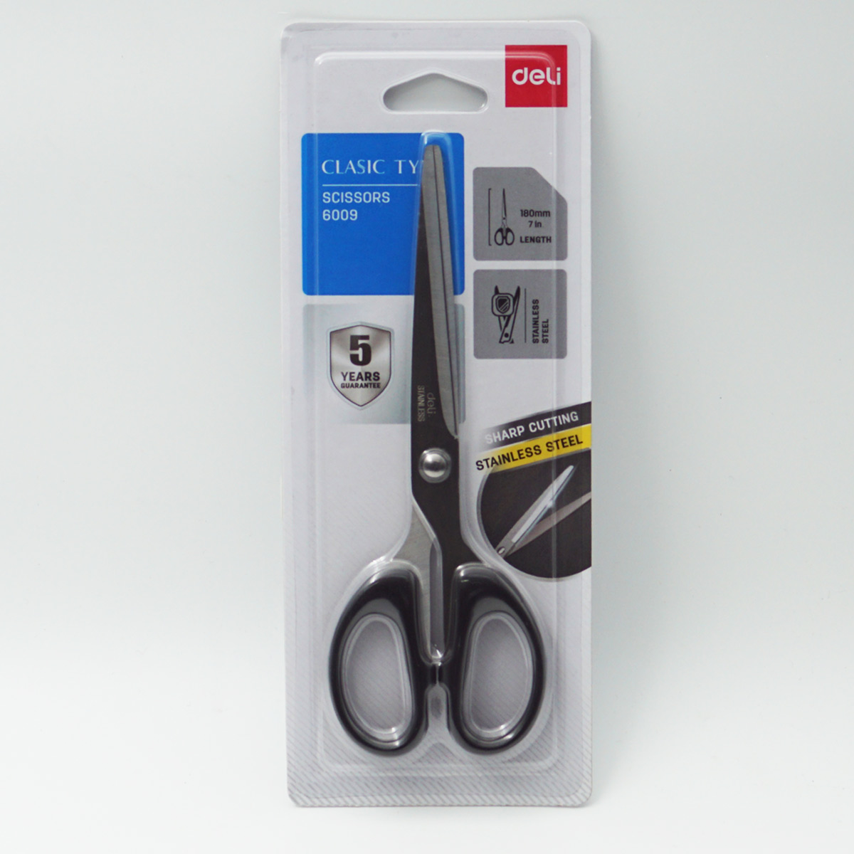 Deli  6009 180mm Clasic Type Stainless Steel Black Color Scissors SKU 96666