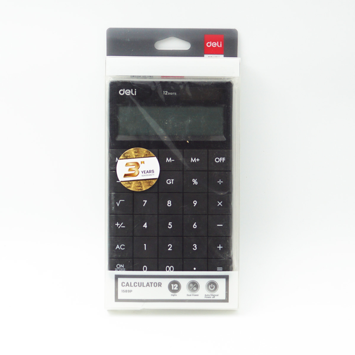 Deli 1589P Touch 12 Digits  Black Color Calculator  SKU 96675
