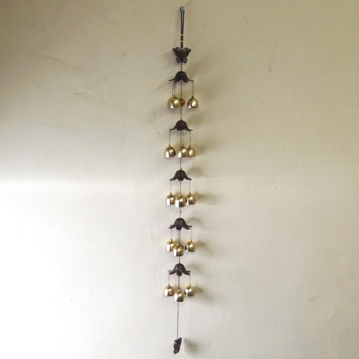 penhouse.in Golden Bell Design With Flowers and Butterfly Finish Hanging Wind Chimes Sounds Positive Happy Vibes SKU 96763