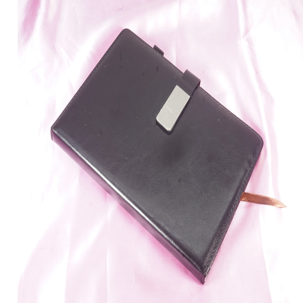 penhouse.in A5 Black Color high Quality With Silver Rectangle Magnetic Closure Leather NoteBook  SKU 51911