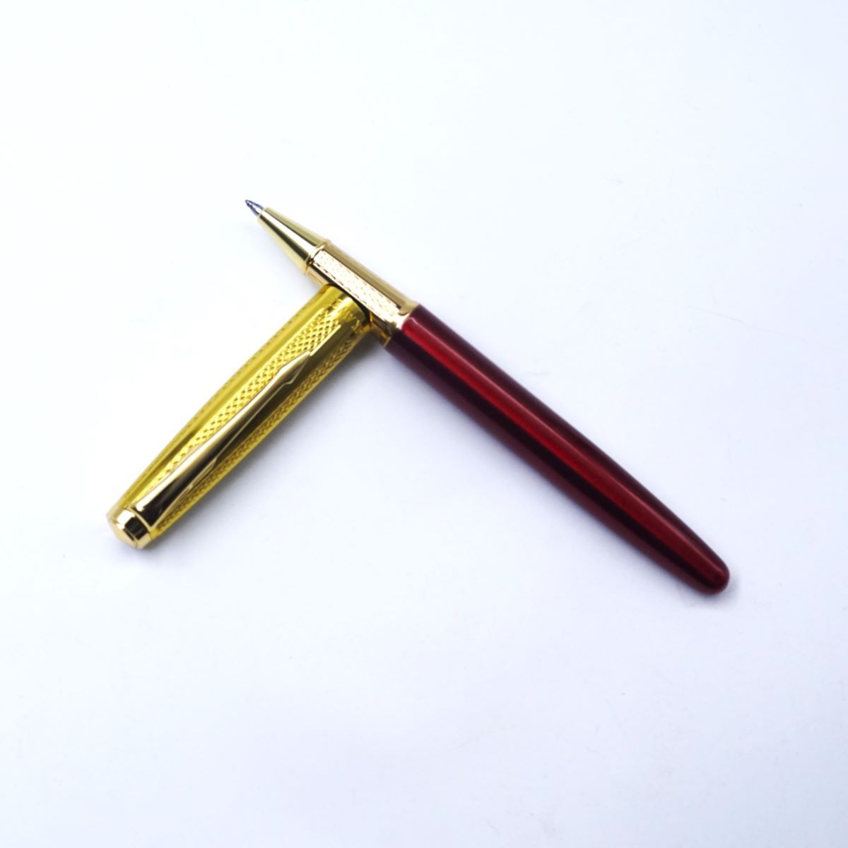 Dikawen 8069 Merrown Color Body Gold Color Cap type Roller Ball Pen SKU 26879
