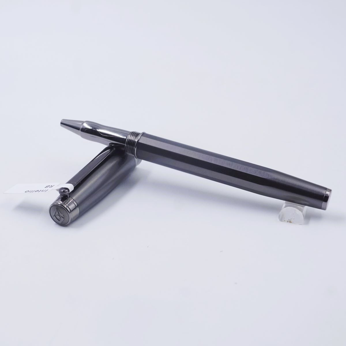 Intellio Mystery Grey Color Body With Chrome Trim And Clip Brass Material Roller Ball Pen SKU 27083