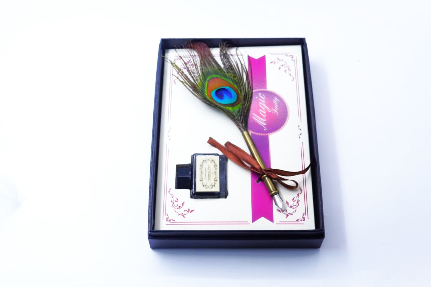 penhouse.in Gunmetal Finish Feather pen with ink Bottle SKU 26741