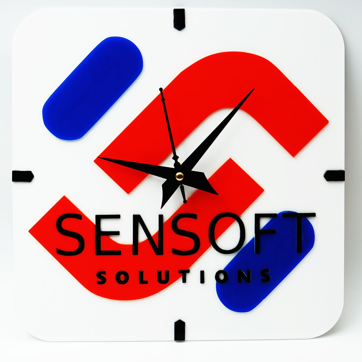 Customizable Acrylic Square Shape Wall Clock 250mm X 250mm SKU ACC004