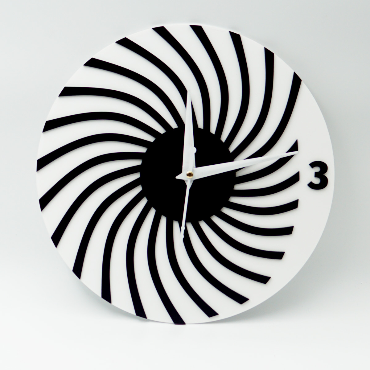 penhouse.in Customizable Acrylic White With Black Color Striped Design Wall Clock 250mm X 250mm SKU ACC046