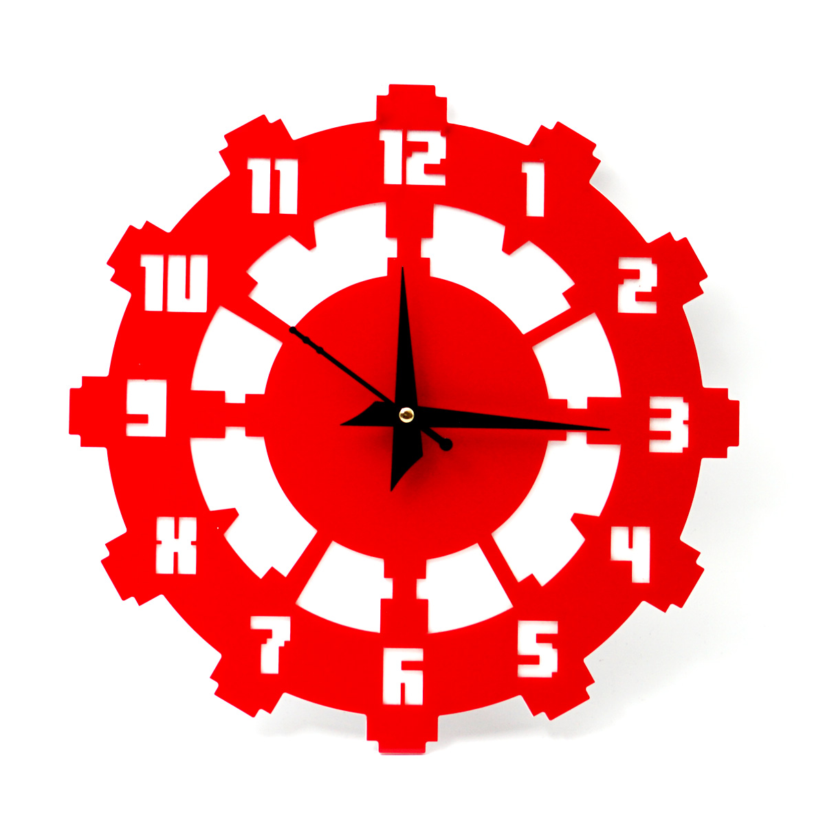 penhouse.in Customizable Acrylic Red With White Color Round Shape Wall Clock  280mm X 280mm SKU ACC049