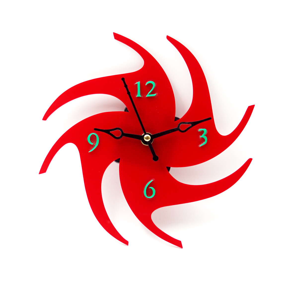 penhouse.in Customizable Acrylic Red Color Hurricane Design Wall Clock SKU ACC005