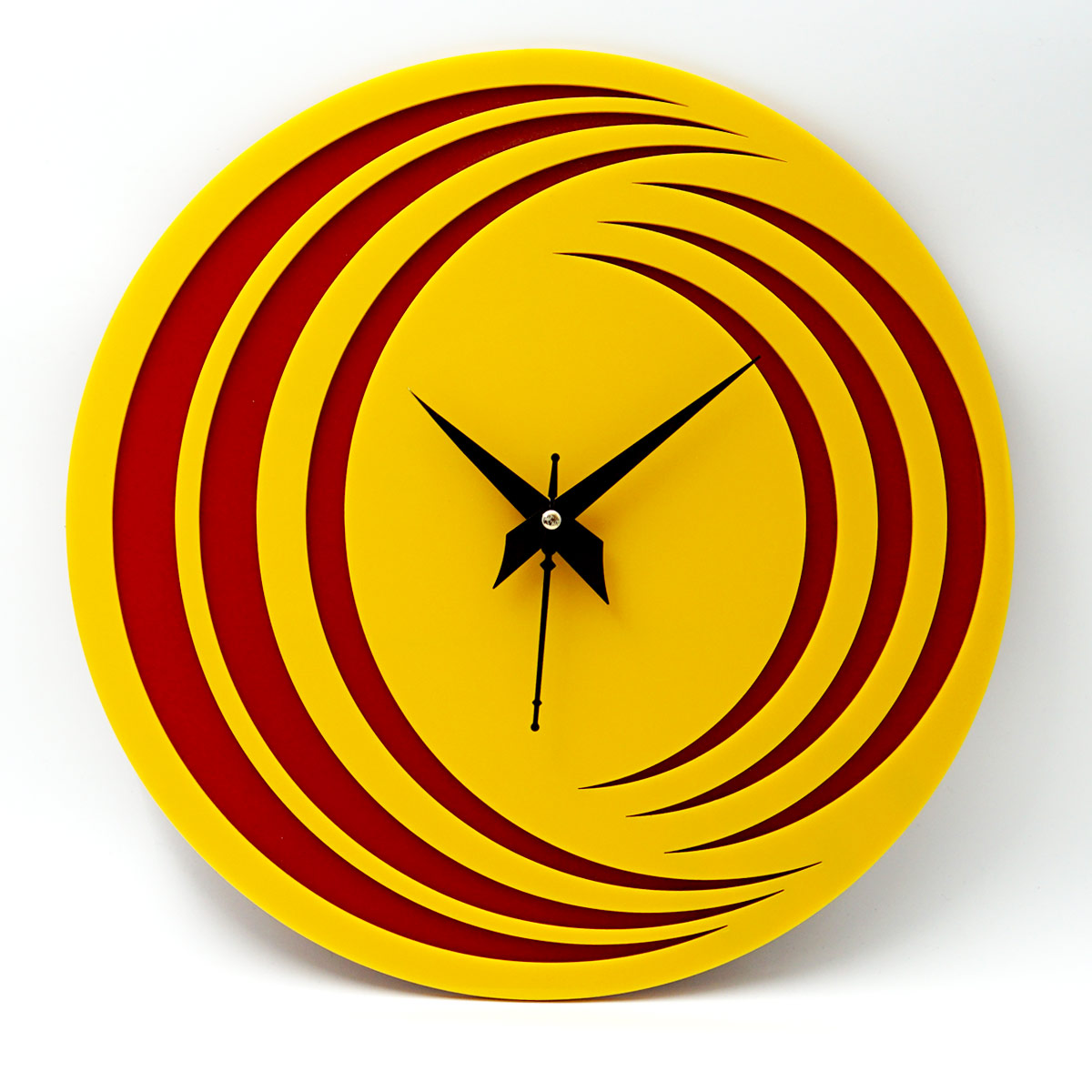 penhouse.in Customizable Acrylic Red With Yellow Color Striped Circle Design Wall Clock SKU ACC003