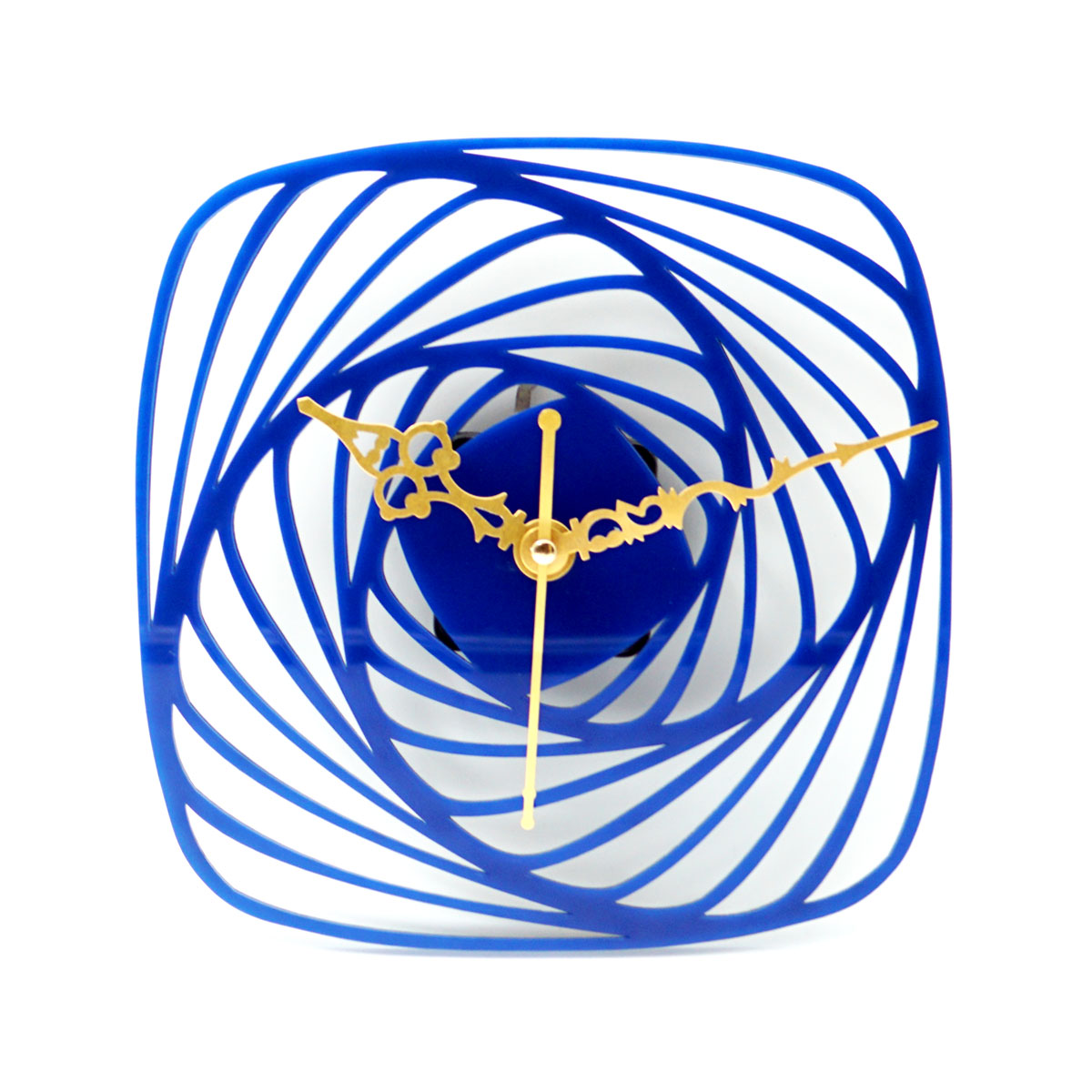 penhouse.in Customizable Acrylic  Blue Color Geomatric Design Wall Clock SKU ACC014