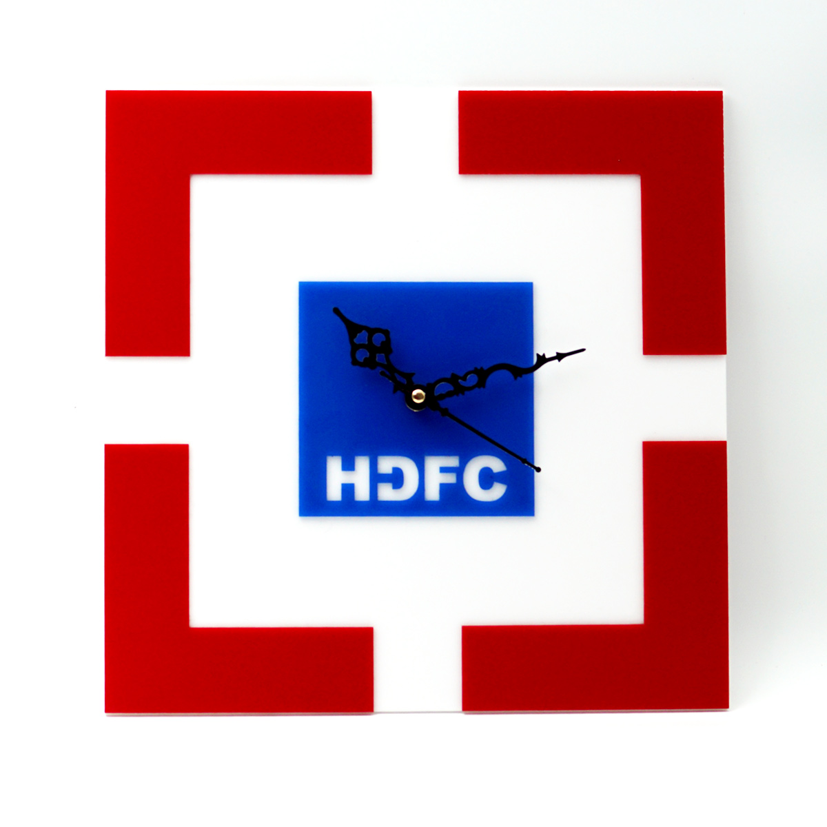penhouse.in Customizable Acrylic Blue Color HDFC Bank Logo Design Wall Clock ACC011