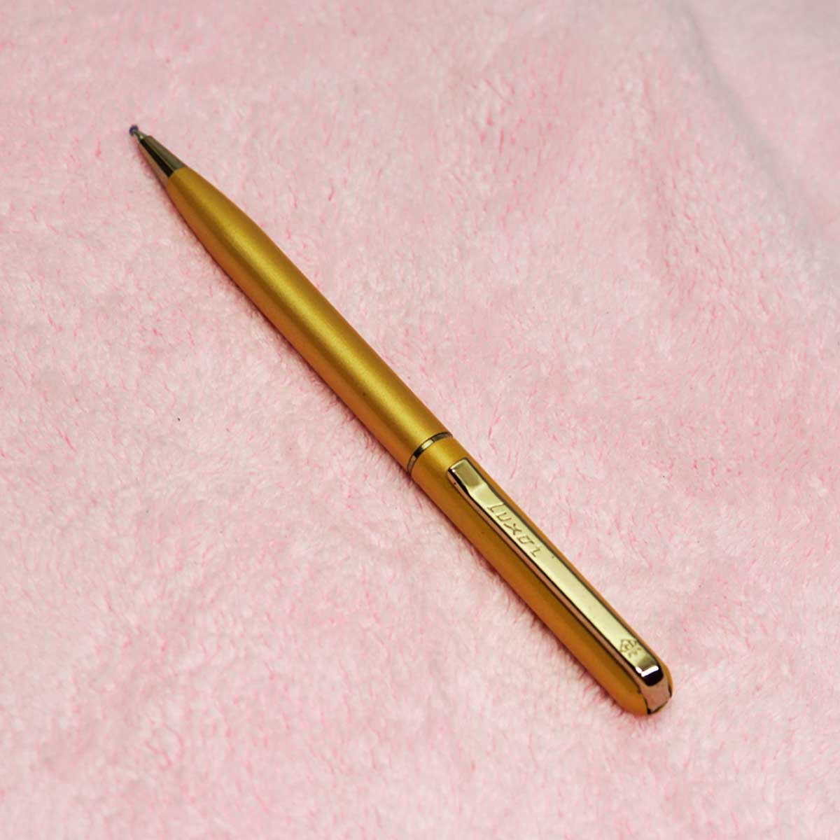 Luxor Royale Anelia Full Slim Glossy Golden Black Color Body With Fine Tip  Twist Type Ball Pen SKU 23427