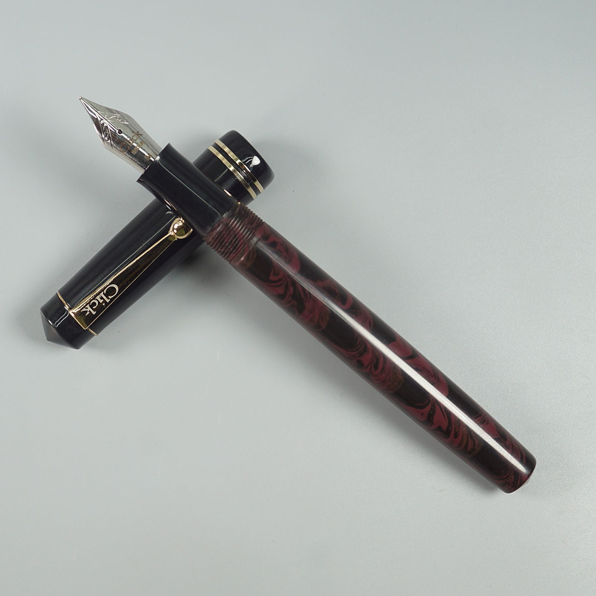Click Aristocrat Half Ebonite Dark Red And Color Body With Black Cap No 35 Medium Nib (3 in 1) Eye Dropper Model Fountain Pen SKU 11104 