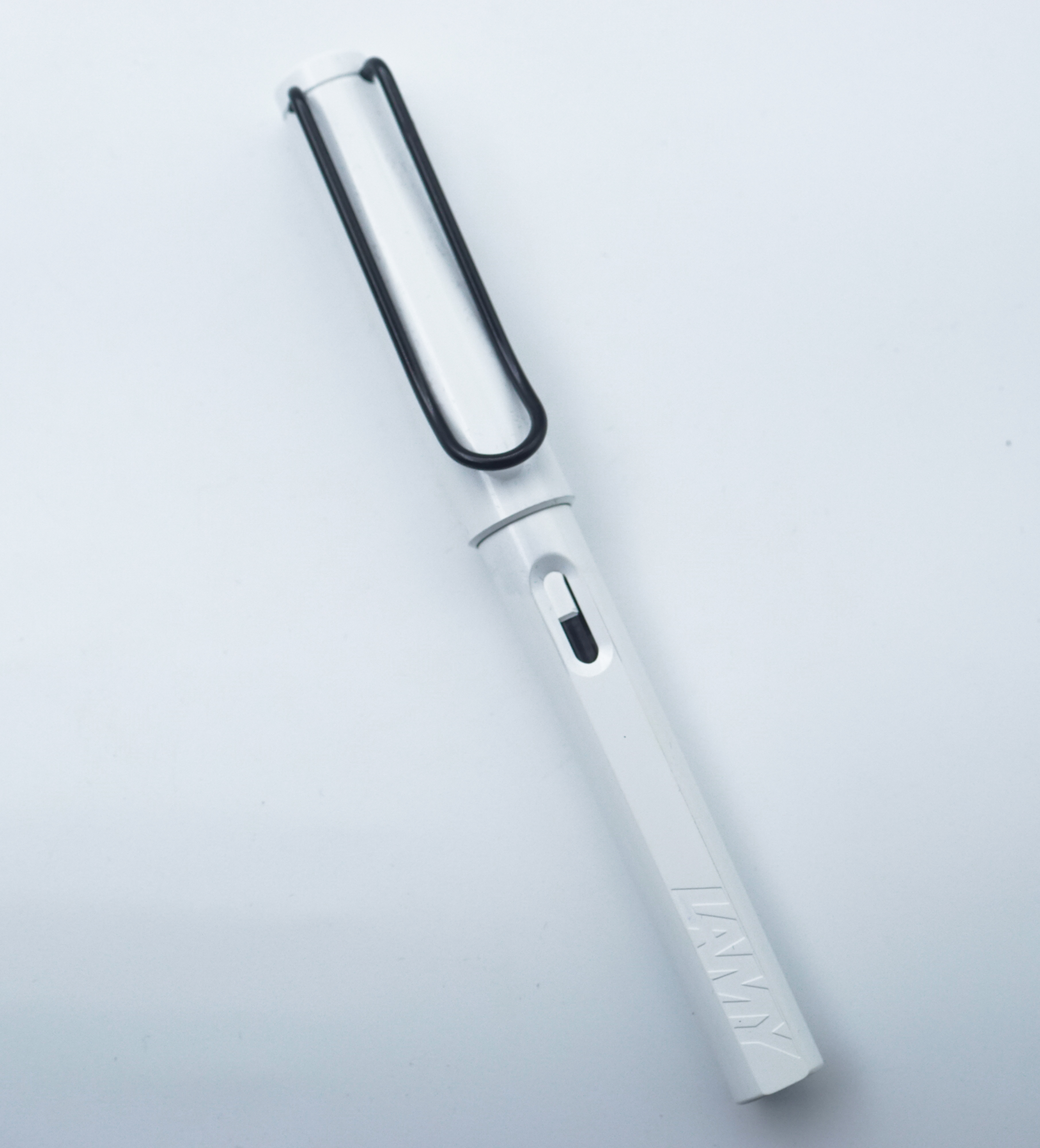 Lamy Safari White Color Body With Black Color Clip Medium Nib Converter type Fountain Pen SKU 24786