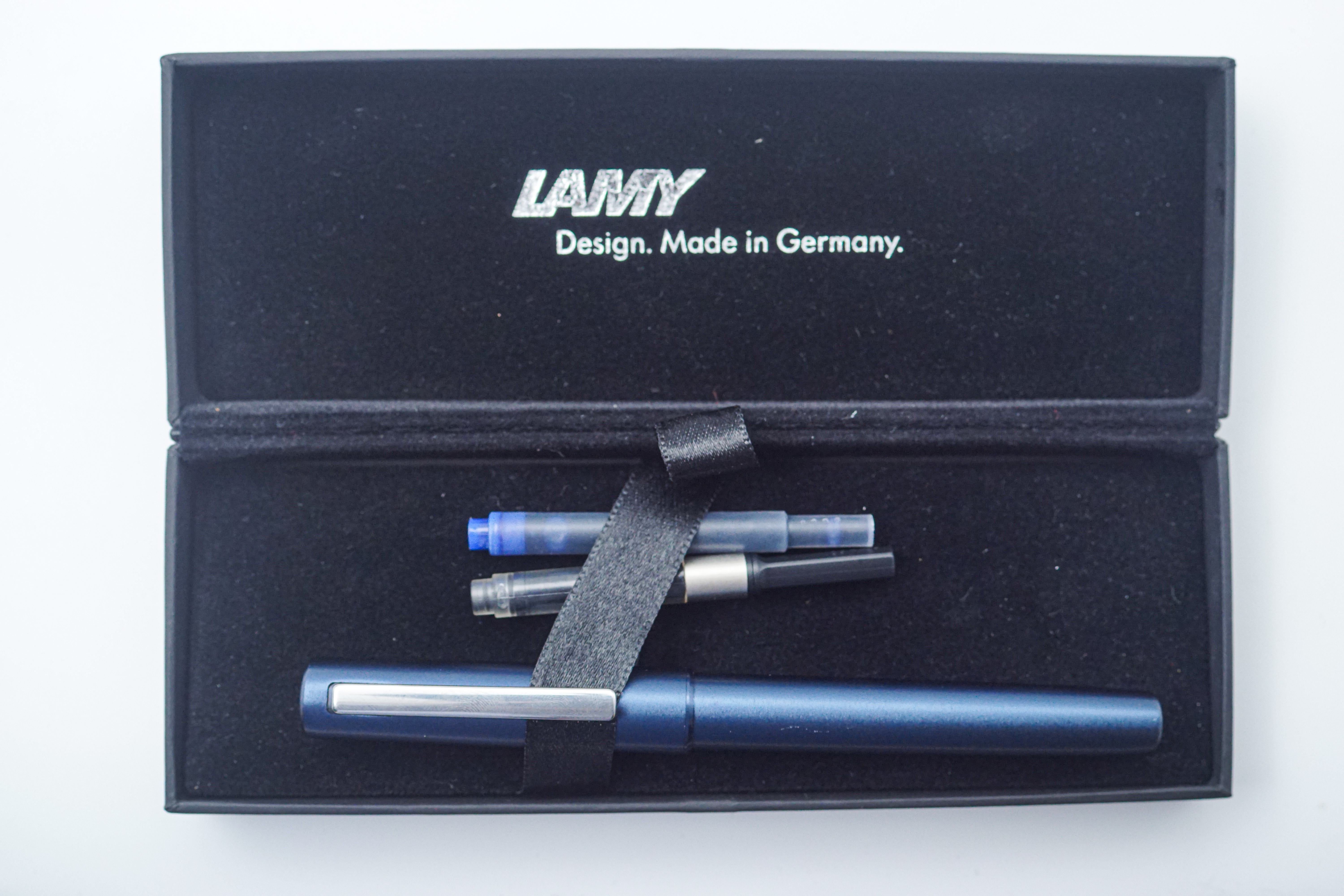 Lamy Aion Deep Dark Bluer Color Body With Sliver Clip Fine Nib Converter Type Fountain Pen SKU 24791