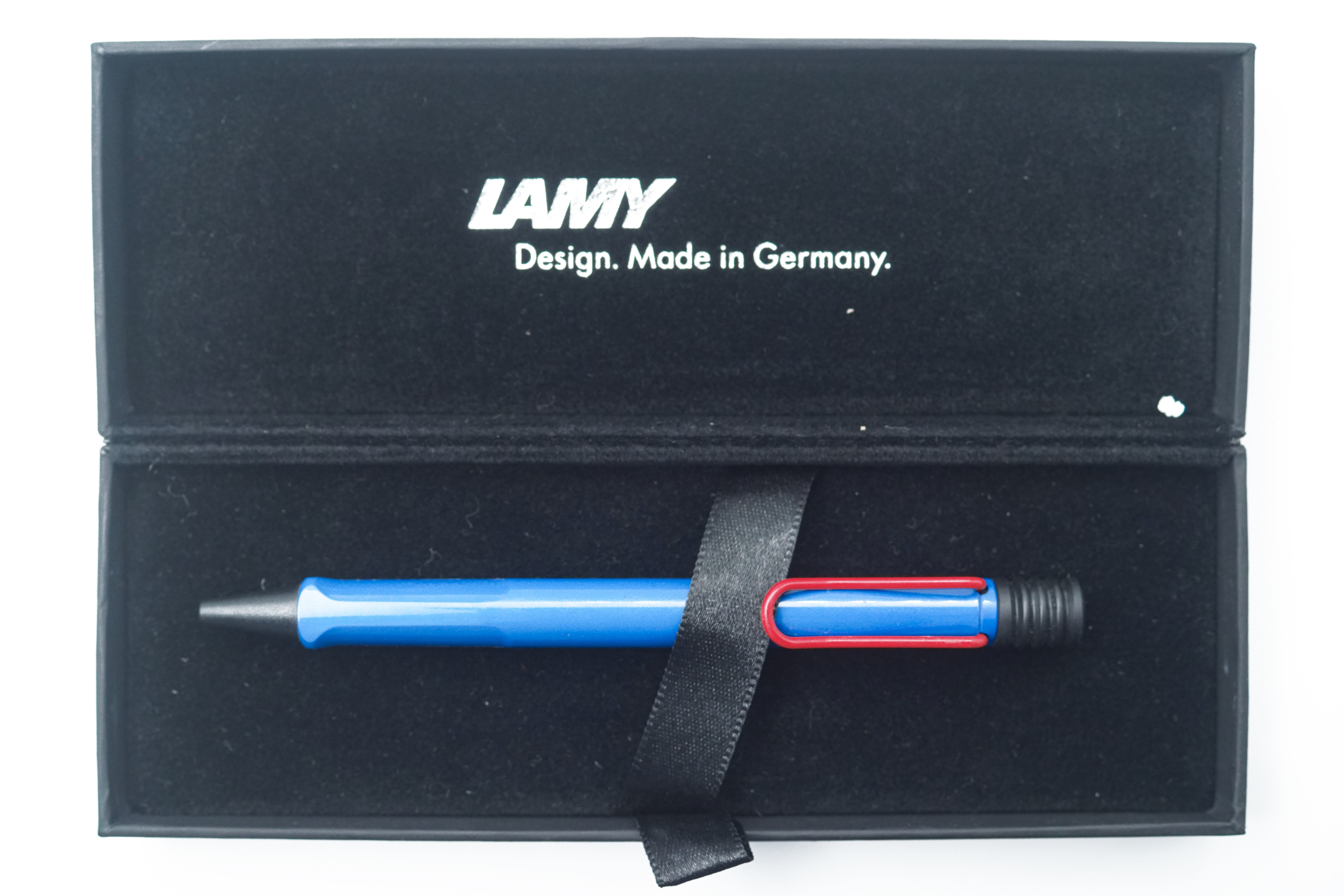 Lamy Safari Blue With Black Color Body Red Trim Medium Tip  Retractable Type Ball Pen SKU 24798