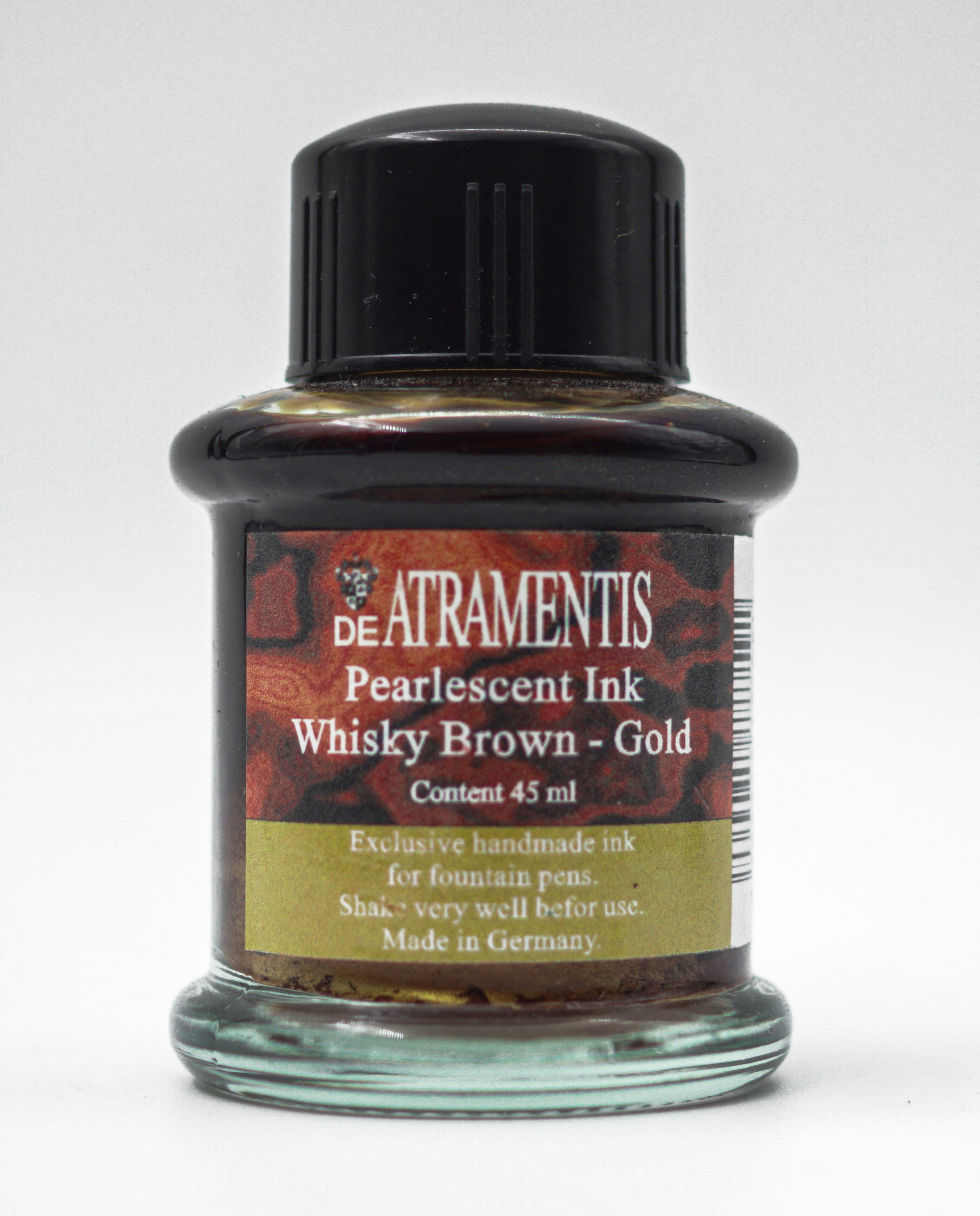 DE ATRAMENTIS Pearlescent Ink Whisky Brown Gold Ink Bottle 45ml SKU 70878