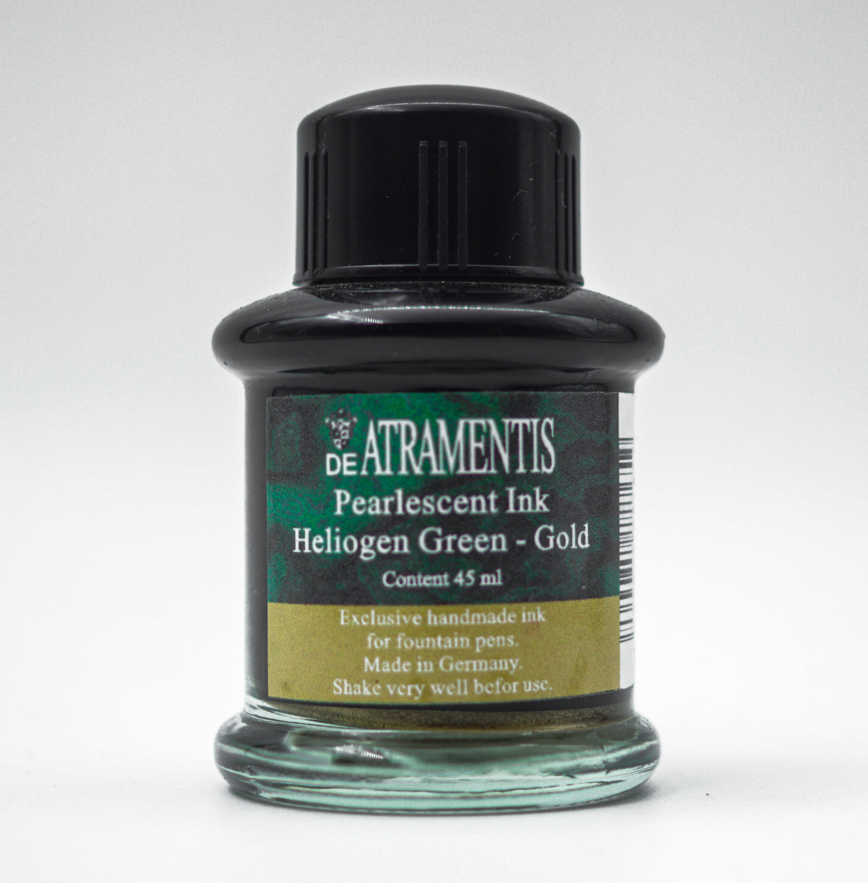 DE ATRAMENTIS Pearlescent Ink Heliogen Green Gold Ink Bottle 45ml SKU 70877