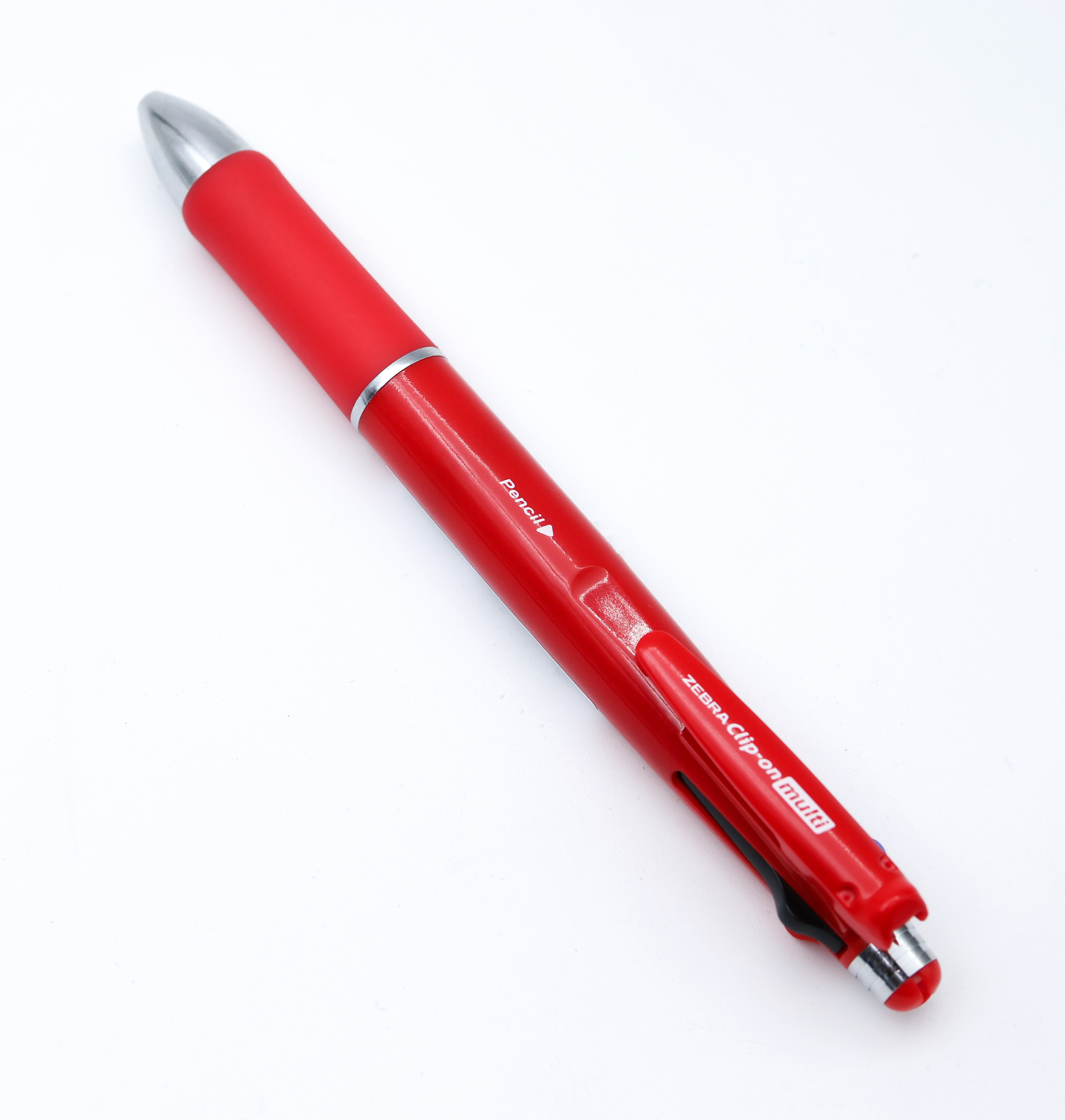Zebra Clip-On Multi 1000S B4SA3-R  Rubber Grip Red Color Body With 4 Color Writing Ball Pen  And 1  0.5 Lead Pencil SKU 24832