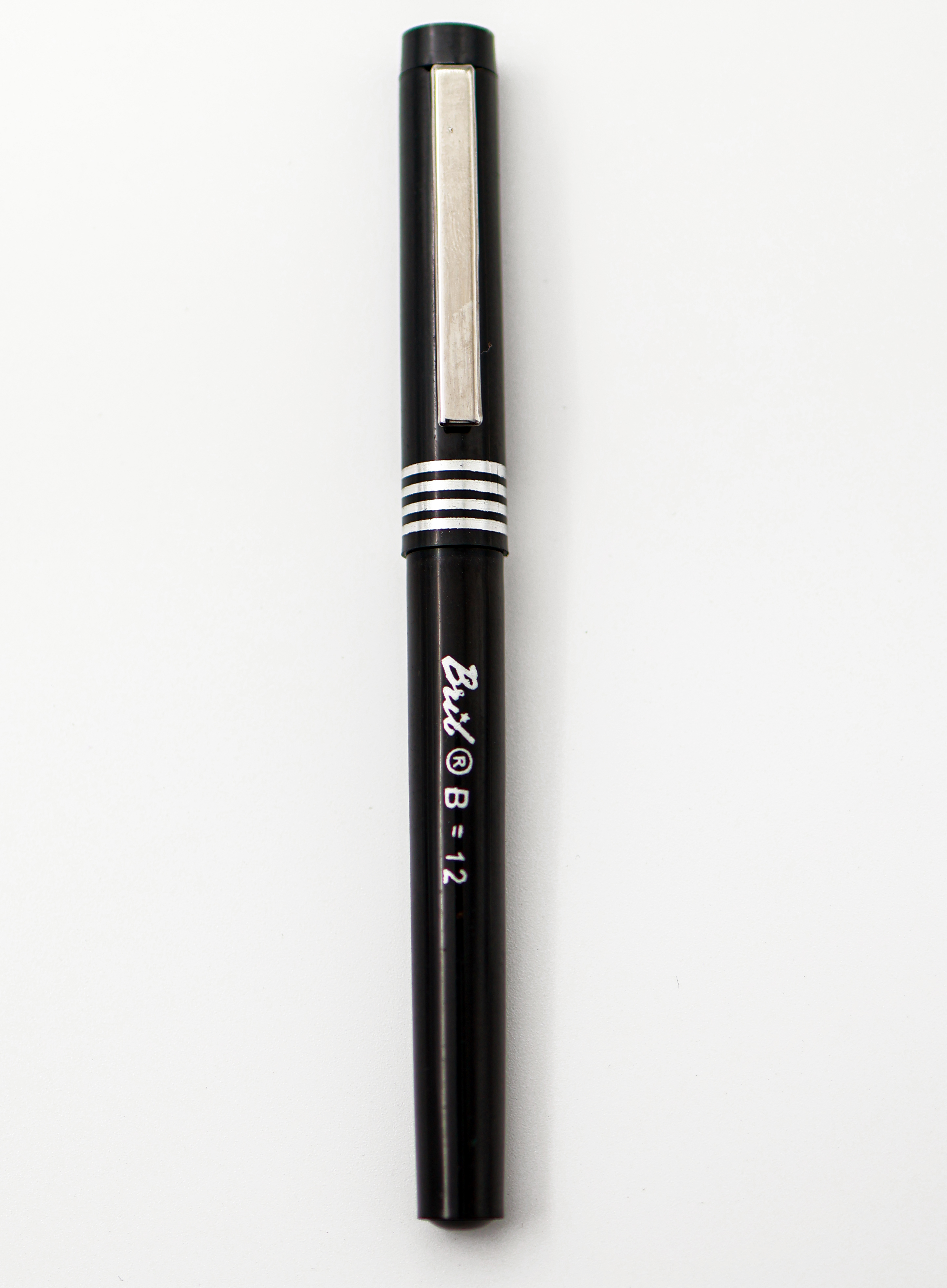 Bril B12 Black Color Body With Fine Nib Silver Trim Eye Dropper Fountain Pen SKU 24846