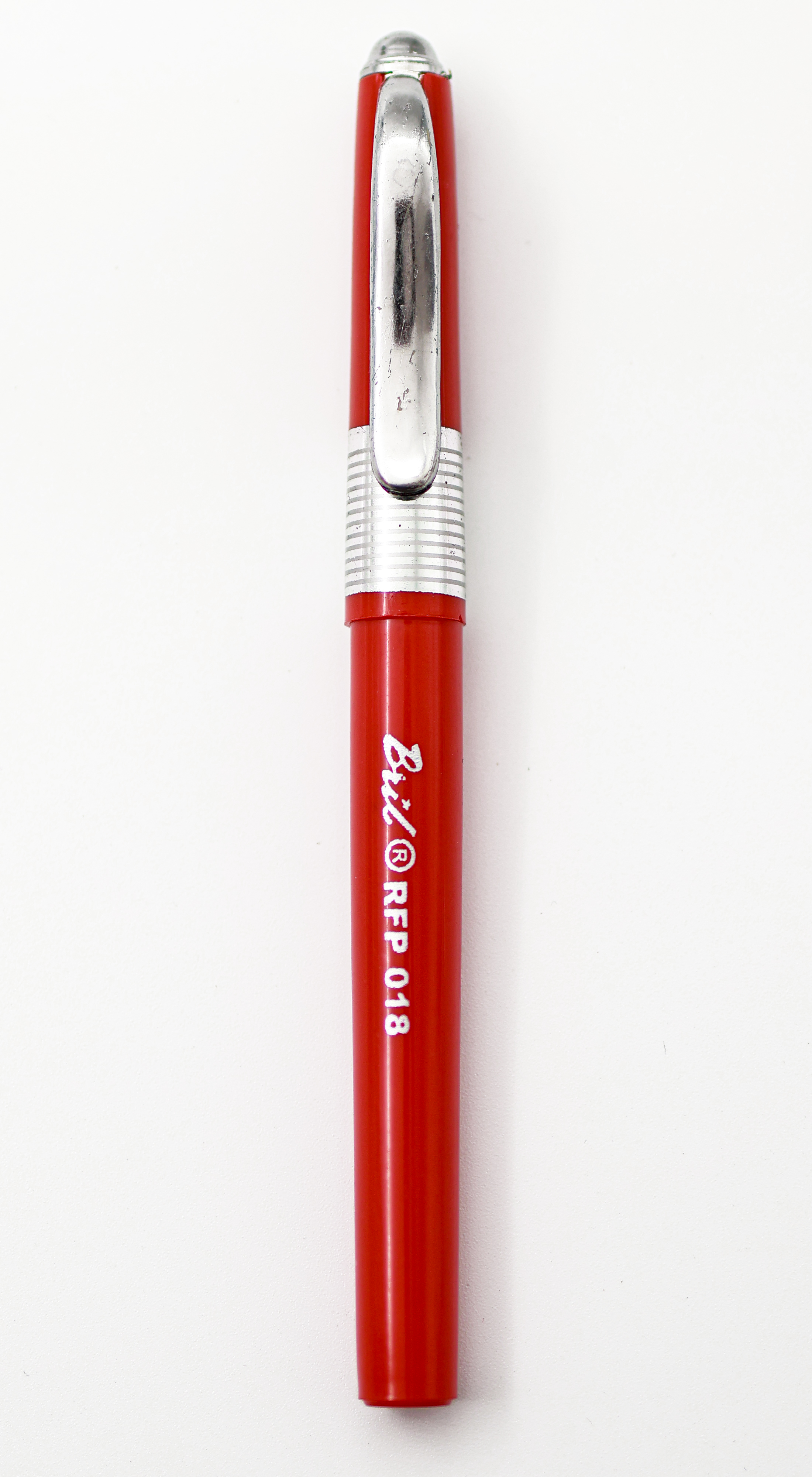 Bril RFP 018 Red Color Body With Fine Nib Silver Designed  Trim  Eye Dropper Fountain Pen SKU 24849