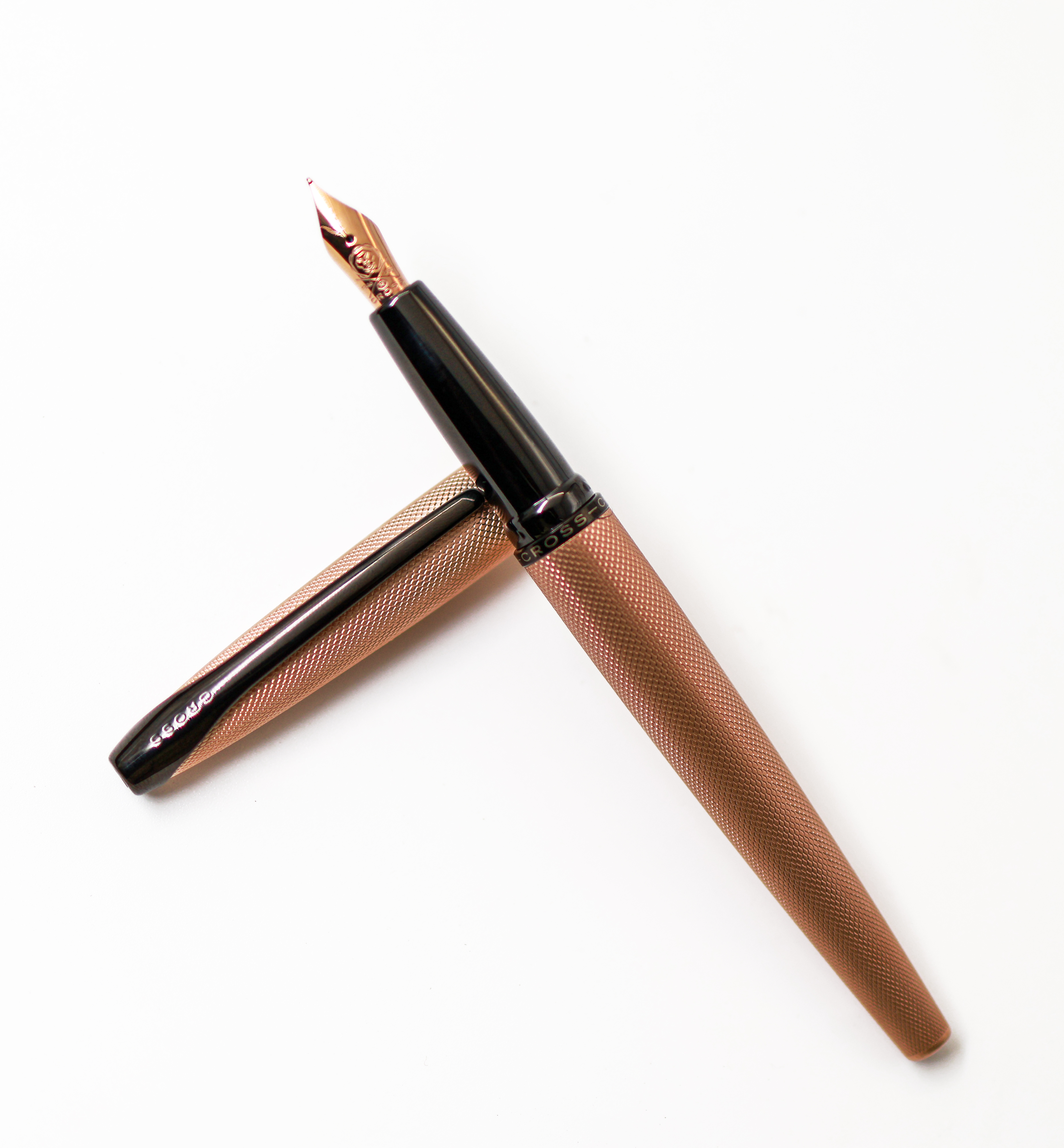 Cross 886 42MF Copper Body Black Color Clip Back Color Grip Fine Nib Converter Type Fountain Pen SKU 24928