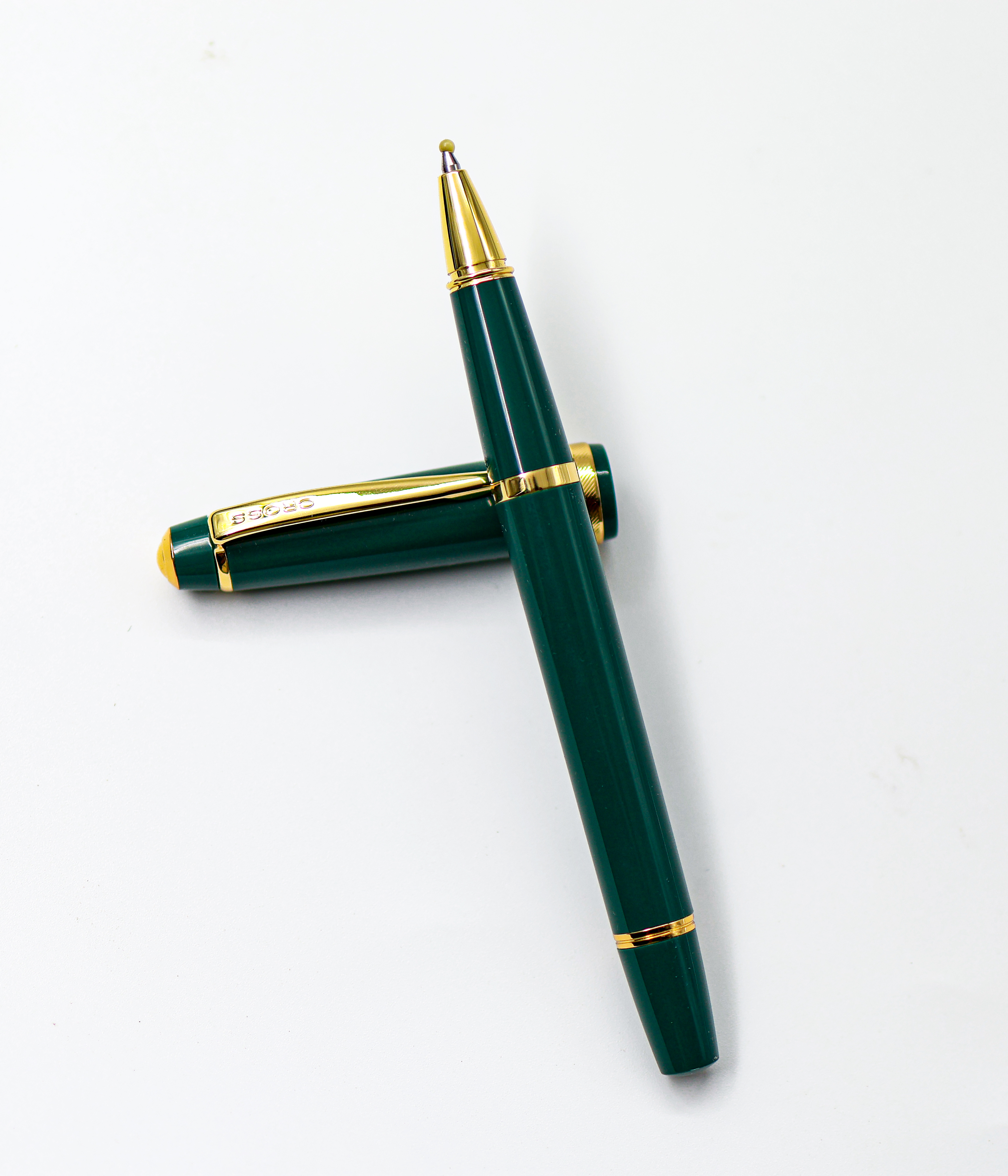 Cross AT0745 12 Bailey Light  Dark Green  Color Body With Gold Trim Fine Tip Roller Ball Pen  SKU 24932
