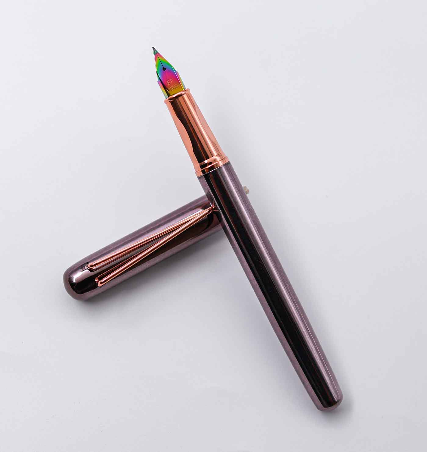 Yiren 3725 Glossy Dark Grey Body With Copper  Designer Clip EF Nib Converter Type Fountain Pen SKU 25179