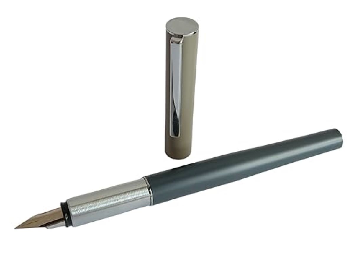 Jinhao 35 colo Grey color body with Cement color cap converter and cartridge type extra fine nib fountain pen SKU 26611