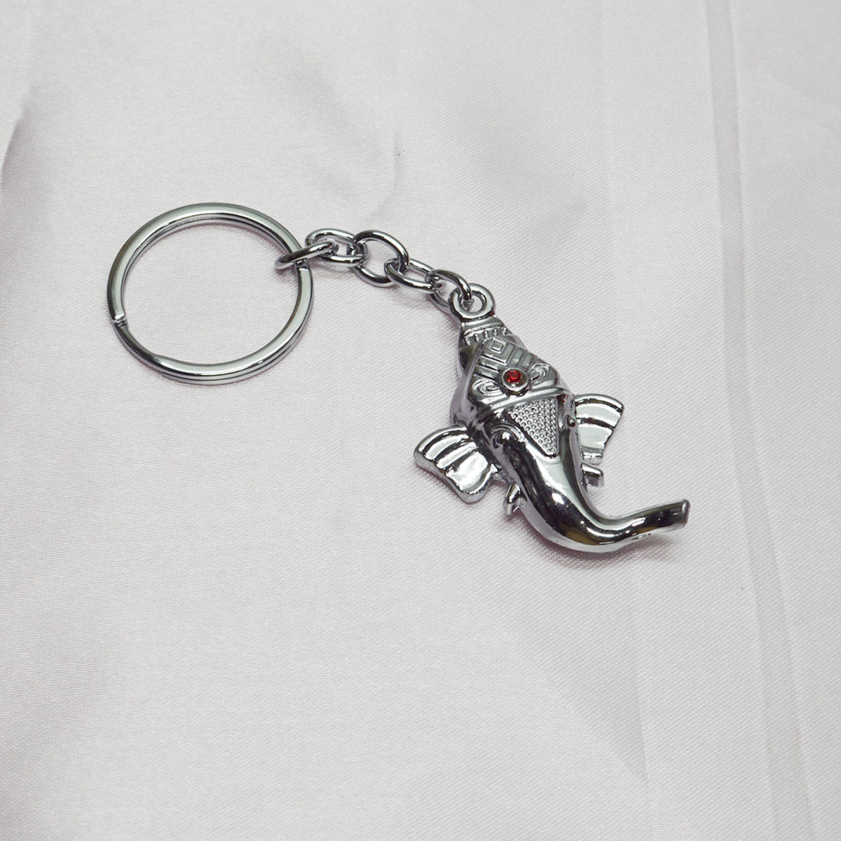penhouse.in Goodluck Silver Color Ganesh Face Keychain SKU KP040