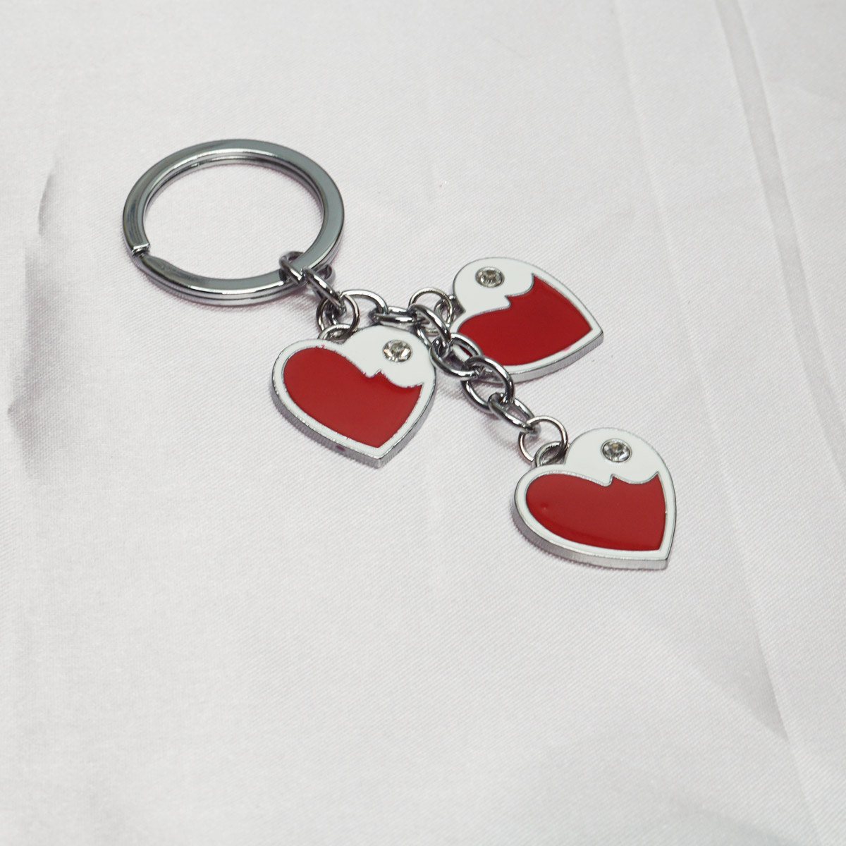 penhouse.in Triple Doller Red With White Heart Stone Designed  Keychain With Engraving SKU KP078