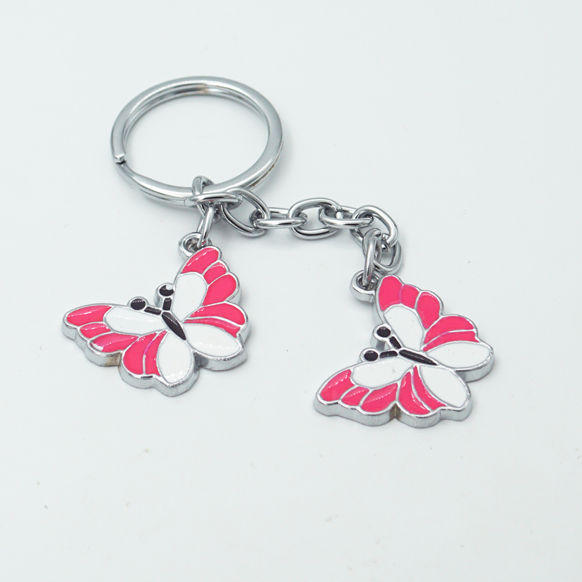 penhouse.in Pink with White Color Metal Butterfly Keychain SKU KP172