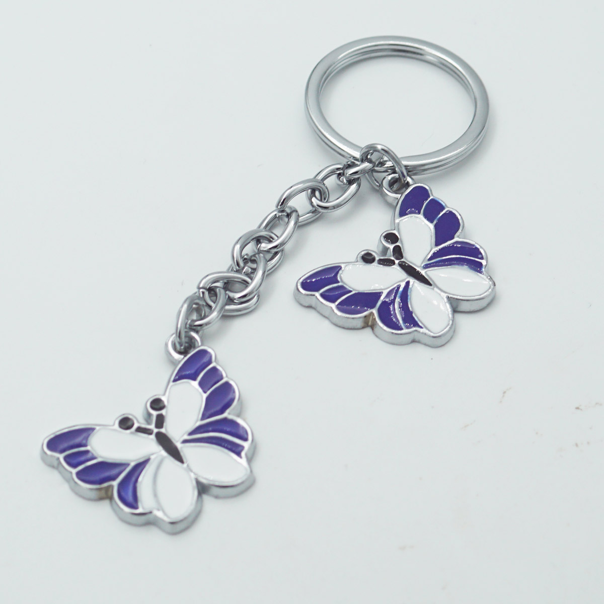 penhouse.in Blue with White Color Metal Butterfly Keychain SKU KP173